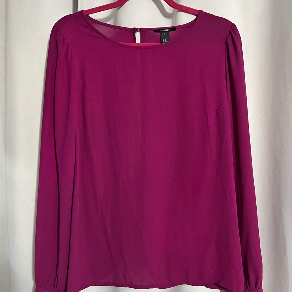 Forever 21 Fuchsia Long Sleeve Blouse